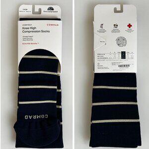 Brand New, Comrad Knee High Compression Stripe Socks, 20-30mmHg, Unisex Large